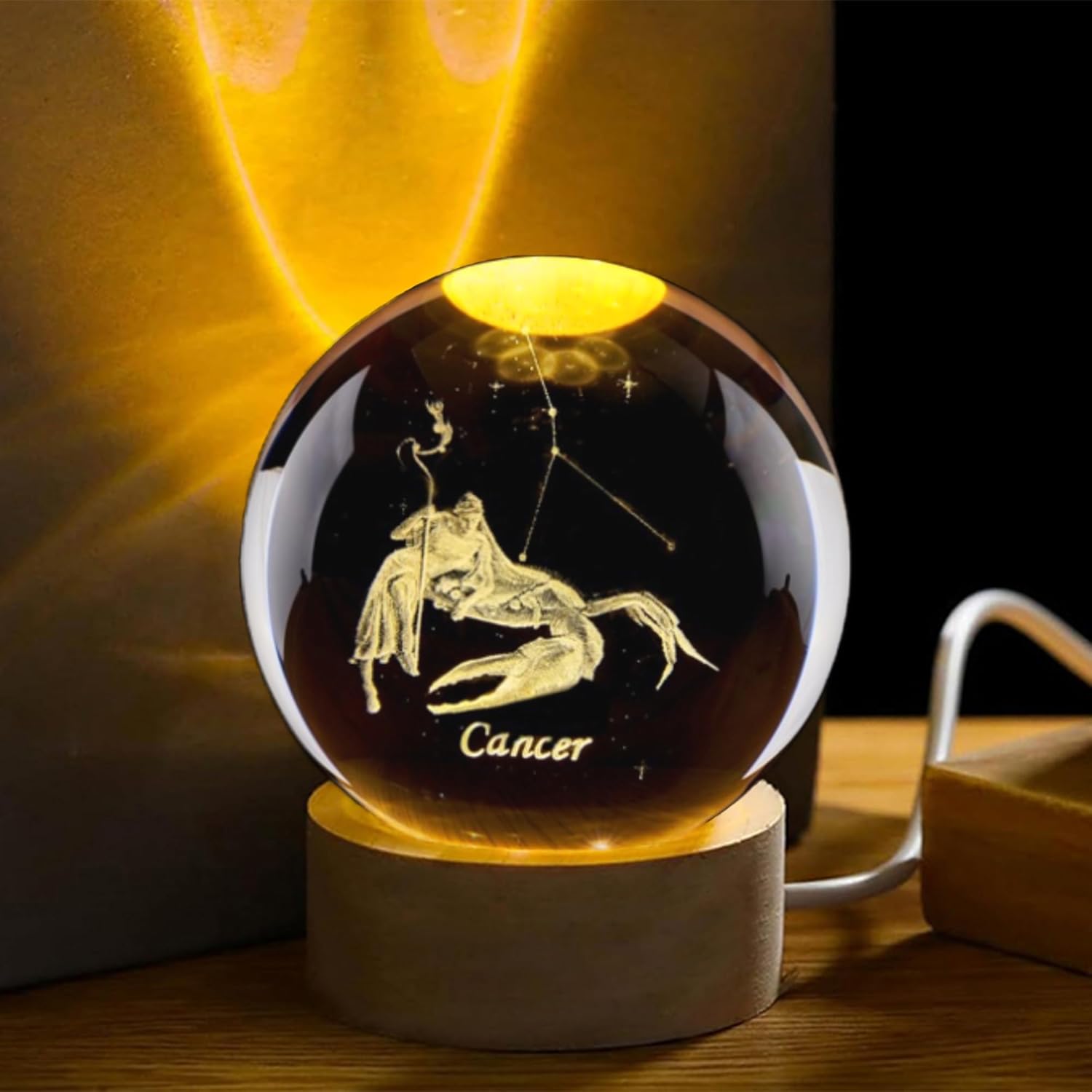 Paper Weight Crystal - Bola Kristal Konstelasi Kanker 3D dengan