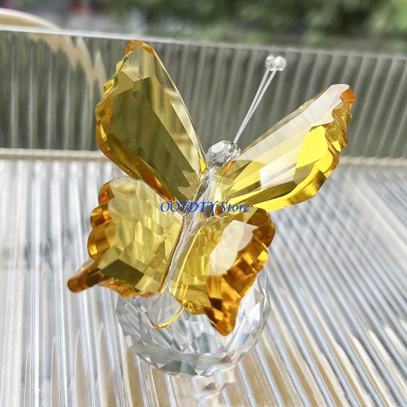 Paper Weight Crystal - 367A Patung Kupu-Kupu Kristal dengan Ornamen