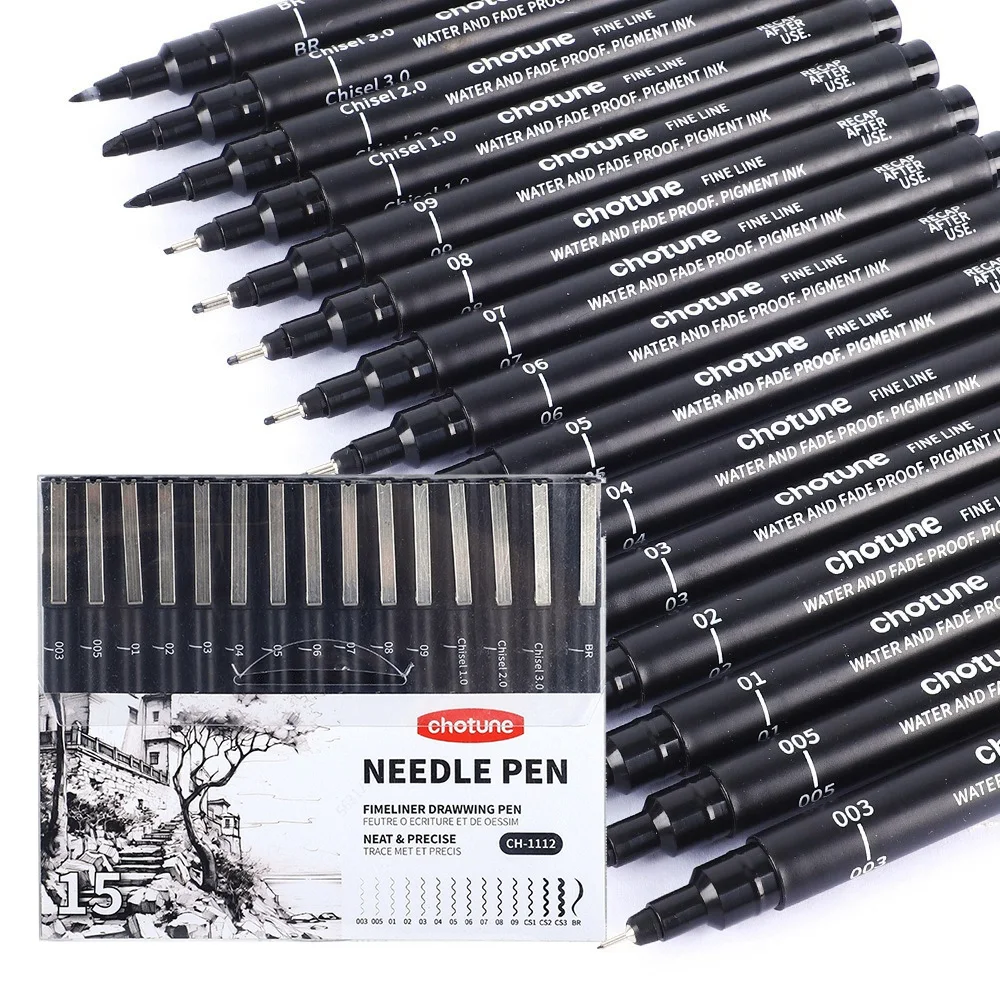 Pena mikro hitam, 15 ukuran, t - Correction Pen Fine ulasan dan harga